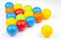 Colored plastic balls on white background. leisure and game items. round objects Royalty Free Stock Photo