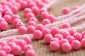 Colored plastic beads and thread Royalty Free Stock Photo