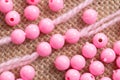 Colored plastic beads and thread Royalty Free Stock Photo