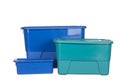 Colored plastic boxes in different sizes
