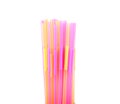 Colored plastic drinking straws on a white background Royalty Free Stock Photo