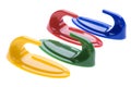 Colored plastic hook on white Royalty Free Stock Photo