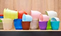 Plastic plant pots in store Royalty Free Stock Photo