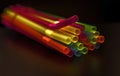 Colored plastic straws on the table Royalty Free Stock Photo