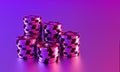 Colored poker chips on a colored background. The concept of the game.