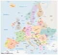 Colored political vector map of European states