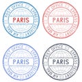 Colored postmarks Paris. Express delivery, round ink stamps