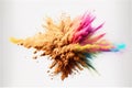 Colored powder dust explosion isolated on white background. Royalty Free Stock Photo