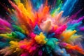 Colored powder explosion on dark backdrop Royalty Free Stock Photo