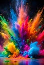 Colored powder explosion on dark backdrop Royalty Free Stock Photo