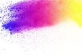 Colored powder explosion. Colored dust splatted. Royalty Free Stock Photo