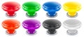 Colored push buttons, set. 3D rendering Royalty Free Stock Photo