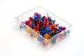 Colored push pins in a plastic box Royalty Free Stock Photo
