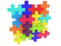 Colored puzzle pieces connected like a wall Royalty Free Stock Photo