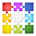 9 colored puzzle pieces