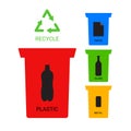 Colored recycle containers ecological illustration, vector