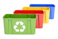 Colored recycling bins, 3D rendering