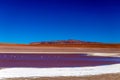 Colored Red Altiplanic Lagoon, a shallow saline lake in the southwest of the Altiplano of Bolivia