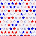 Colored red and blue stars on white seamless pattern background Royalty Free Stock Photo