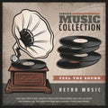 Colored Retro Gramophone Poster Royalty Free Stock Photo