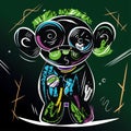 Colored retro monkey monster grafitti style Vector Royalty Free Stock Photo
