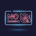 Colored retro no smoking zone neon announcement Vector