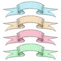 Colored ribbon banners. Blue, brown, pink and green