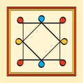 Colored Ring of Solomon in a square frame, yantra and ancient symbol