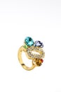 Colored ring with stones on a white background
