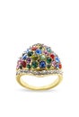 Colored ring with stones on a white background