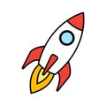 Colored rocket icon. Vector illustration Royalty Free Stock Photo