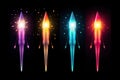 Colored rockets for launching fireworks. A set of pyrotechnic rockets.