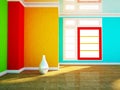 Colored room with a white vase