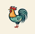 A colored Rooster. Vector illustration of the cock. A bright colorful rooster as icon logo template