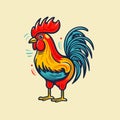 A colored Rooster. Vector illustration of the cock. A bright colorful rooster as icon logo template