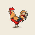 A colored Rooster. Vector illustration of the cock. A bright colorful rooster as icon logo template