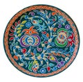 Colored round dish with the Crimean Tatar ornament in the form