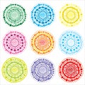 Colored round shape made of dots collection