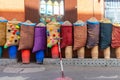 Colored sacks with spices for sale in a medina in Morocco Royalty Free Stock Photo