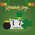 Colored saint patrick day template with elfish objects and clover Vector