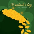 Colored saint patrick day template golden coins on pot Vector