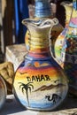 Colored sand in the glass bottle