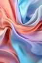 Colored satin draped fabric. Pink, rose, beige, blue silk light pale luxury elegant background with space for design Royalty Free Stock Photo