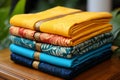 Colored sauna towels - relaxation, spa items, aromatics, comfort Royalty Free Stock Photo