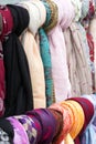 Colored scarfs outdoor Royalty Free Stock Photo