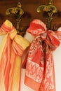 Colored scarves on antique hanger