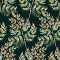 Colored seamless pattern of autumn leafs