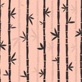 Colored seamless pattern: gray bamboo on pink background. Vector Royalty Free Stock Photo