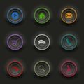 Colored set dark round buttons for web template