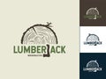 Set of lumber wood emblem with axe lumberjack